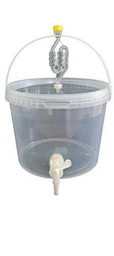 Contenitore completo per fermentazione 10L - Set: eimer per fermentazione con gorgogliatore e guarnizione di gomma e rubinetto di scarico in plastica, secchio per birra o vino con manico