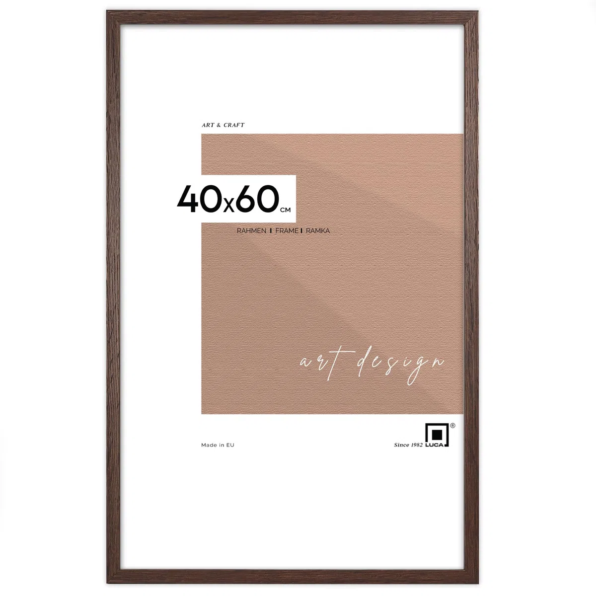 LUCA® Cornice per foto 40 x 60 cm marrone Cornice in MDF ecologica con plexiglass infrangibile, gancio da appendere e supporto