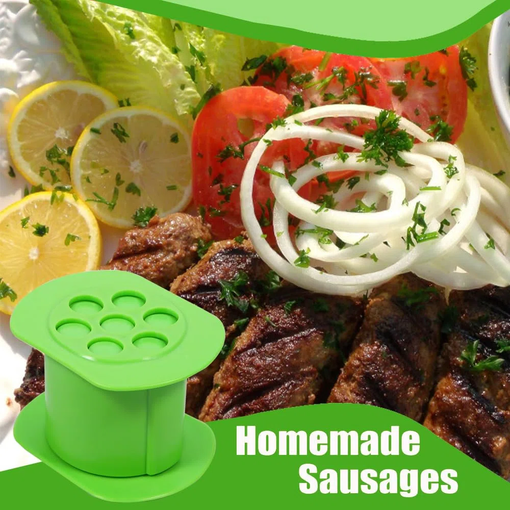 Cevapcici Presse - Cevapcici Maker, 7 fori Hot Dog Maker, Macchina manuale Cevapcici per salsicce fatte in casa (verde)
