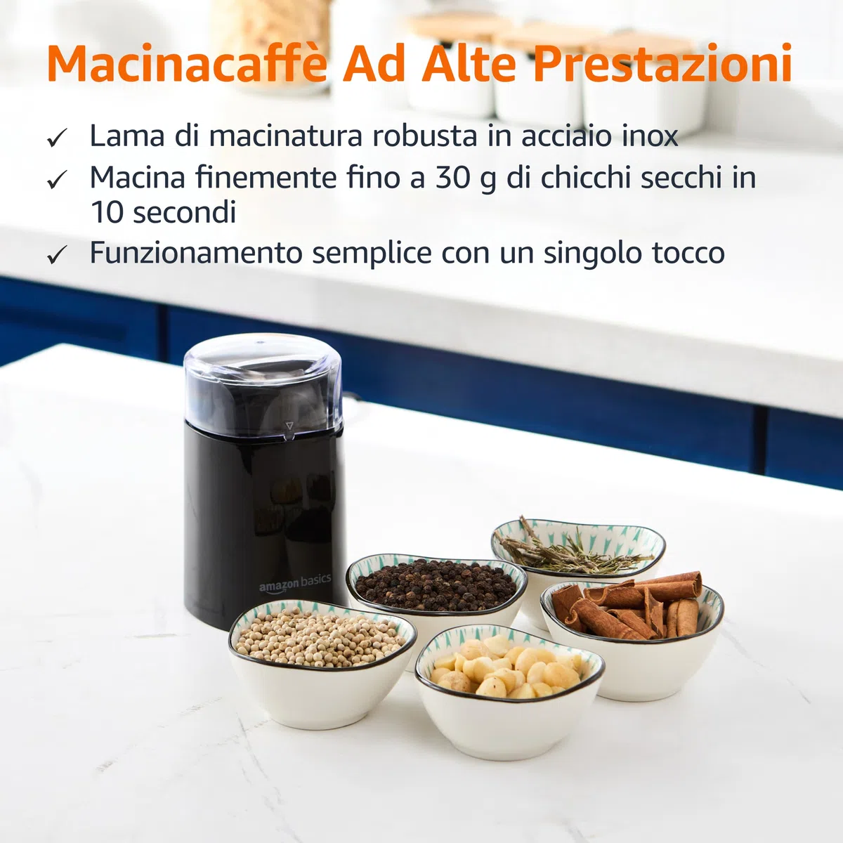 Amazon Basics Macinacaffè elettrico, nero
