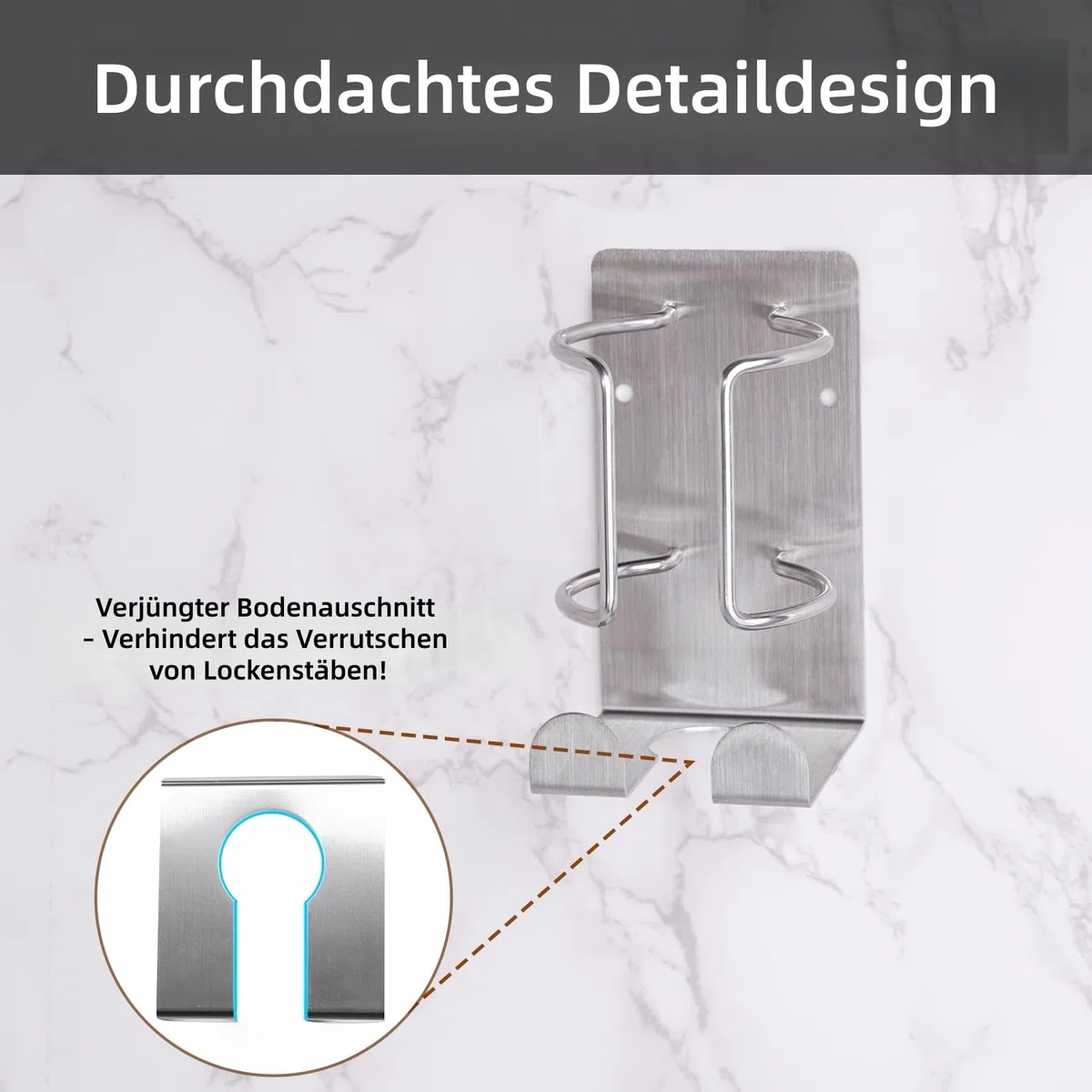 Supporto per Dyson Airwrap, Porta Piastra in Acciaio Inossidabile Senza Forare, Supporto da Parete per Dyson Airstraight con Gancio per Cavo, Installazione Adesiva o con Viti per Bagno