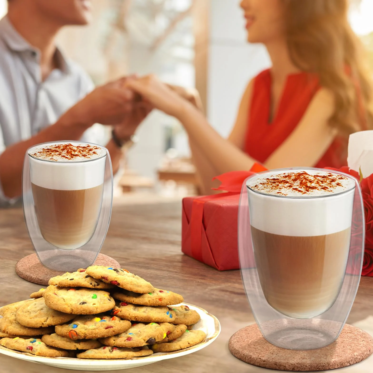 MumdoYAL Bicchieri per Latte Macchiato a doppia parete, eleganti e pratici (2 * 350ml)