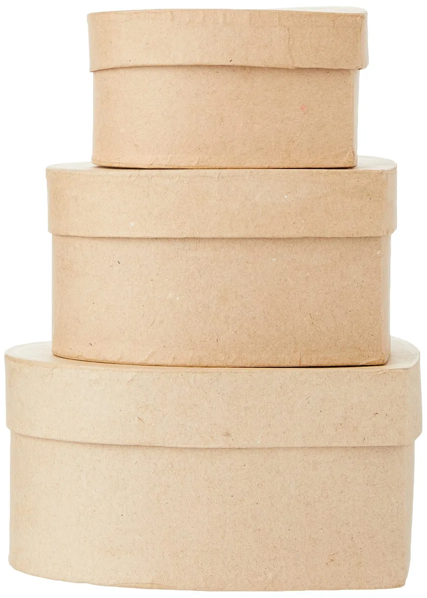 Creativ - Set di 3 scatole in cartone, a forma di cuore, diametro: 10+12,5+15 cm, assortite