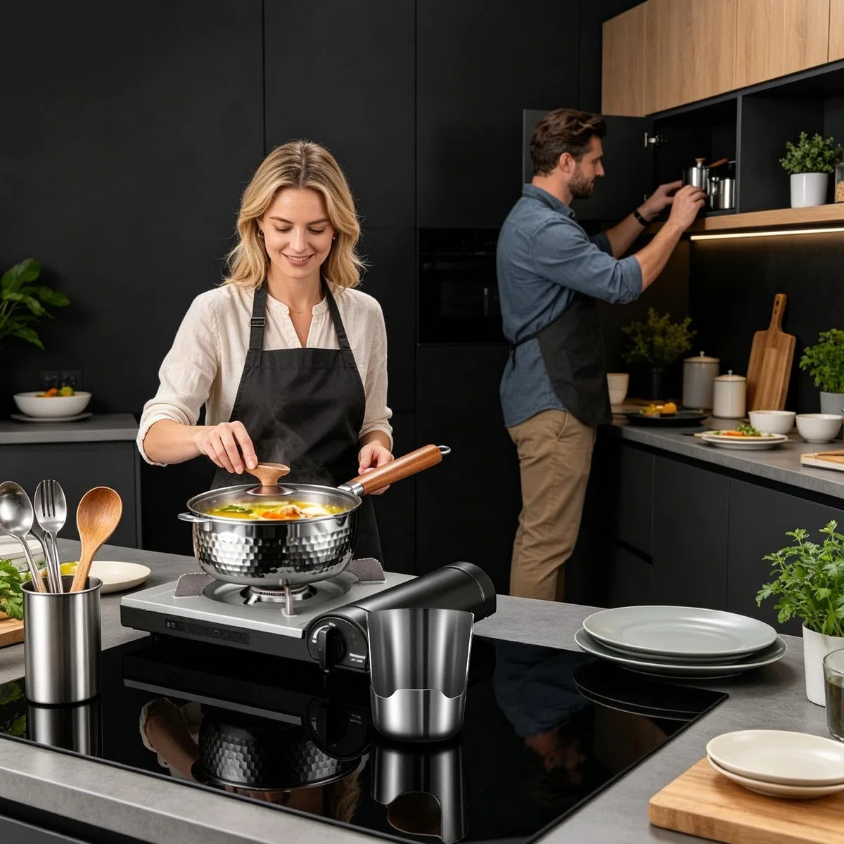 Generico Poggia Cucchiaio e Coperchio - Acciaio 304 9.8 cm Supporto Cucina Multiuso | Porta Mestolo Anti Goccia con Base Antiscivolo per Piano Cottura Tavolo Cucina Organizzazione Casa