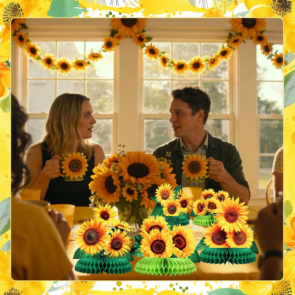 8 Pezzi Centro Tavola A Nido D’Ape A Tema Girasole Decorazioni per Feste Accessori Girasole Decorativi Addobbi per Tavolo Festa Girasole