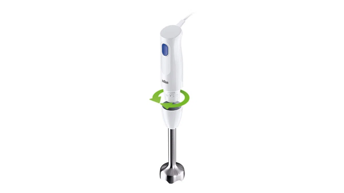 Braun Frullatore a Immersione MQ10.001PWH + Bicchiere graduato 600ml, 5 ANNI DI ASSISTENZA, Leggero, Sistema EasyTwist per cambiare facilmente accessorio, Tecnologia Splash Control niente schizzi
