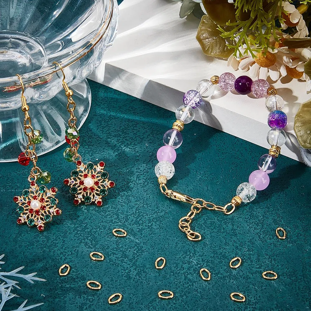 Beebeecraft 1 Scatola 300 Pezzi Anelli di Salto Aperti Placcati Oro 18K Anelli di Collegamento Ovali Connettori Collegamenti di Gioielli per Creazione di Gioielli Fai Da Te