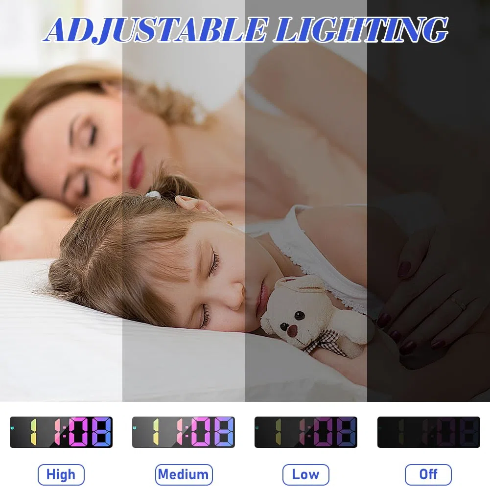 flintronic Sveglia Digitale da Comodino, Sveglia da Comodino, con Temperatura, Svegli Digitale da Comodin con Snooze, Suoni e Luminosità Regolabile, USB e Alimentato a Batteria