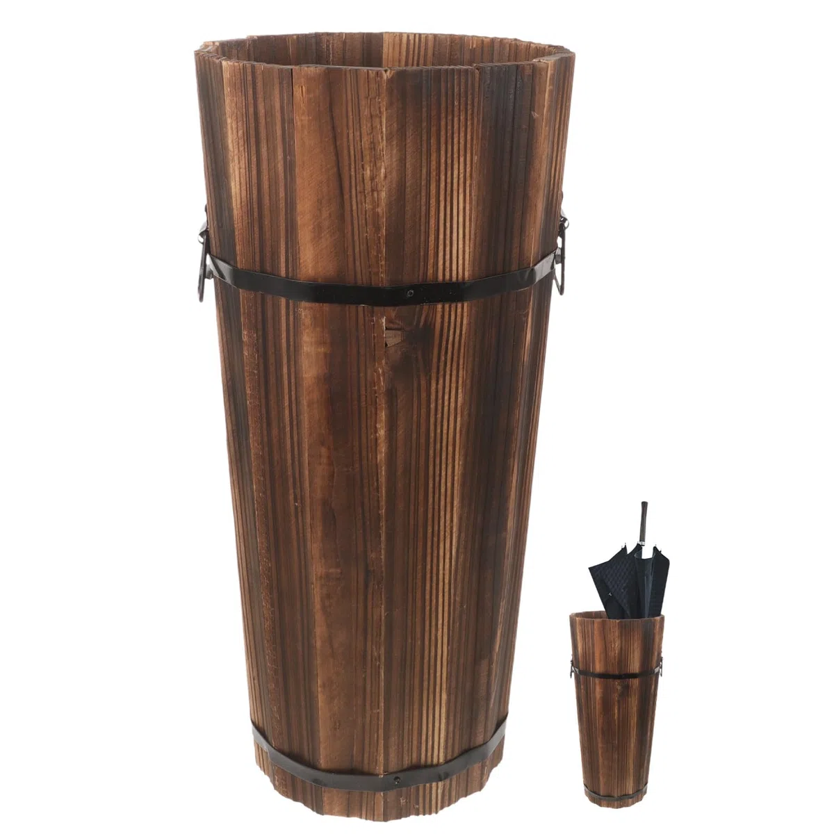 Ciieeo Portaombrelli Da Esterno 16.54X8.27X8.27In Secchio Ombrello in Legno Compatto Supporto Ombrello Per Casa Ufficio Ingresso Organizer Ombrelli E Bastoni Design Elegante Salvaspazio