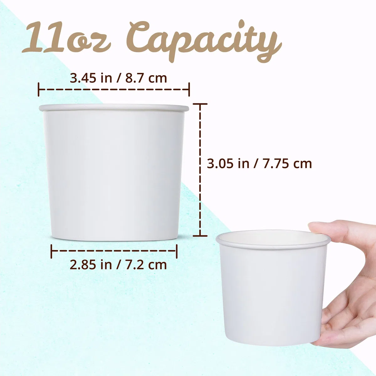 MATICAN Bicchieri di carta per gelato, 50 ciotole da dessert usa e getta da 325 ml, per cibi caldi o freddi, forniture per feste da 325 ml, tazze per gelato, yogurt congelato, zuppe, bianco