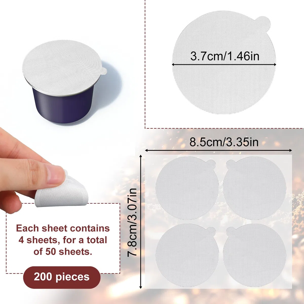 200pz Sigilli in Alluminio per Capsule di Caffè Espresso, Coperchi in Alluminio Capsule di Caffè Espresso 37mm Compatibili con le Macchine Della Linea Originale Nespresso