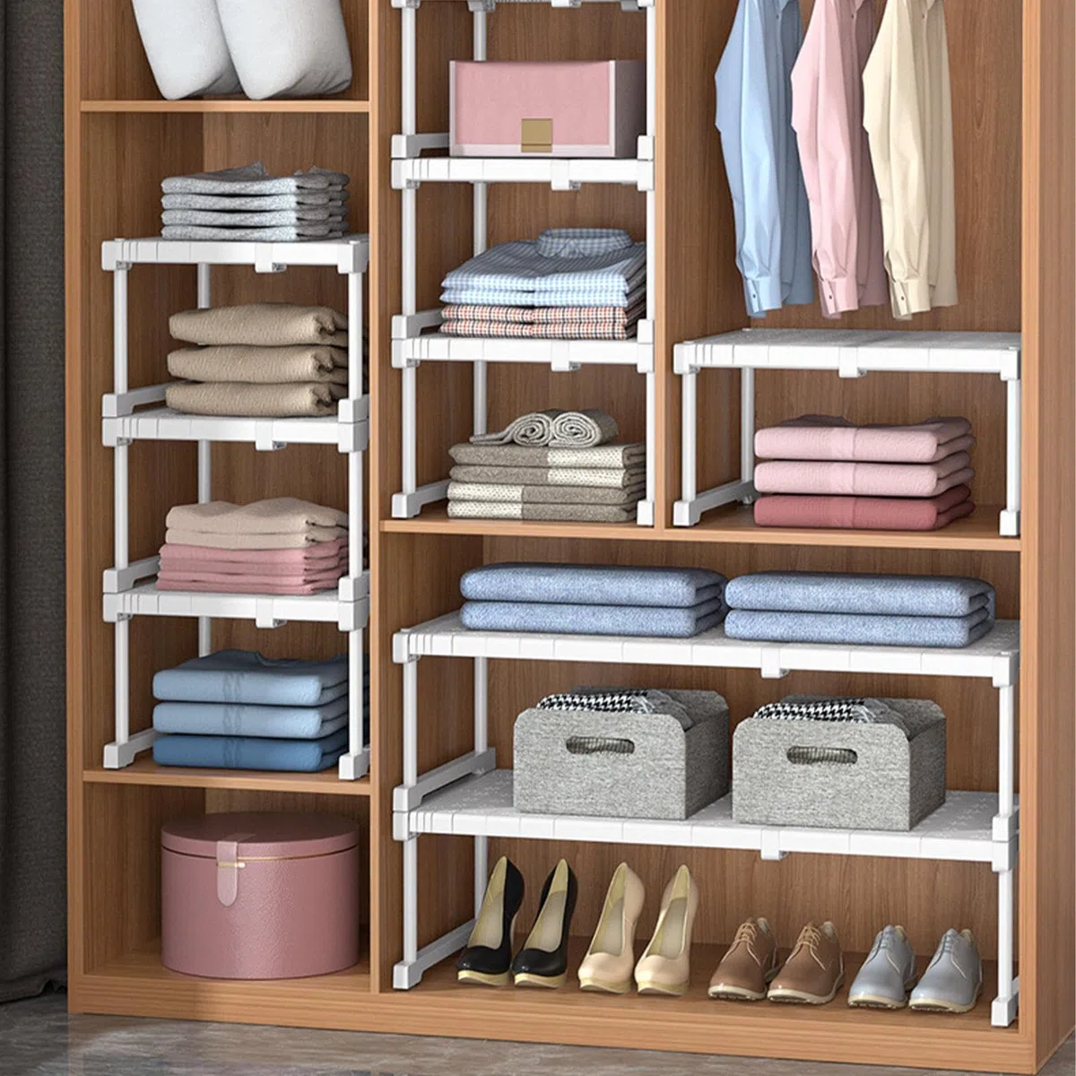 Ripiani impilabili per armadio, ripiani impilabili per armadio | Scaffale per armadio impilabile,Ripiani decorativi per guardaroba, ripiano regolabile per organizer per armadio domestico per