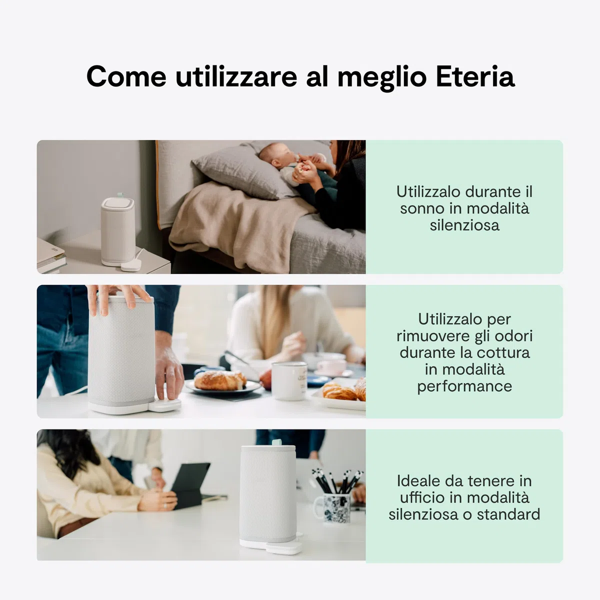 VITESY ETERIA Purificatore Aria Senza Filtri Da Cambiare | -99% di Batteri, Microbi, Muffa, COV e Virus | Cattura Odori Ambiente | Sostenibile e MADE IN ITALY