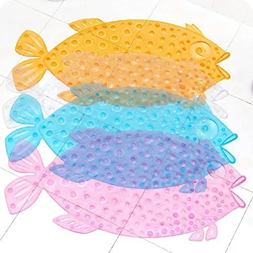 Pesce Bagno Tappetino Doccia con Sucker Antiscivolo Anti Skid di aspirazione per la casa sicura di Capretto del Bambino (Rosa)