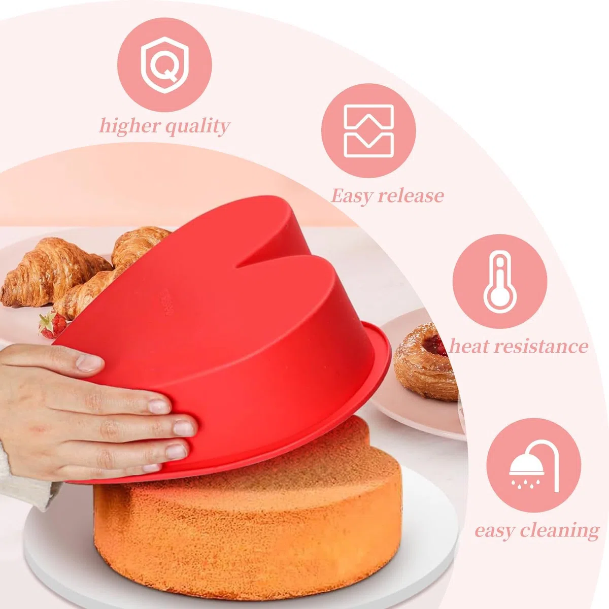3 Pezzi Stampo in Silicone a Forma Di Cuore, Stampo Silicone Cuore, PUò Essere Utilizzato per La Cottura Quotidiana Dei Dolci