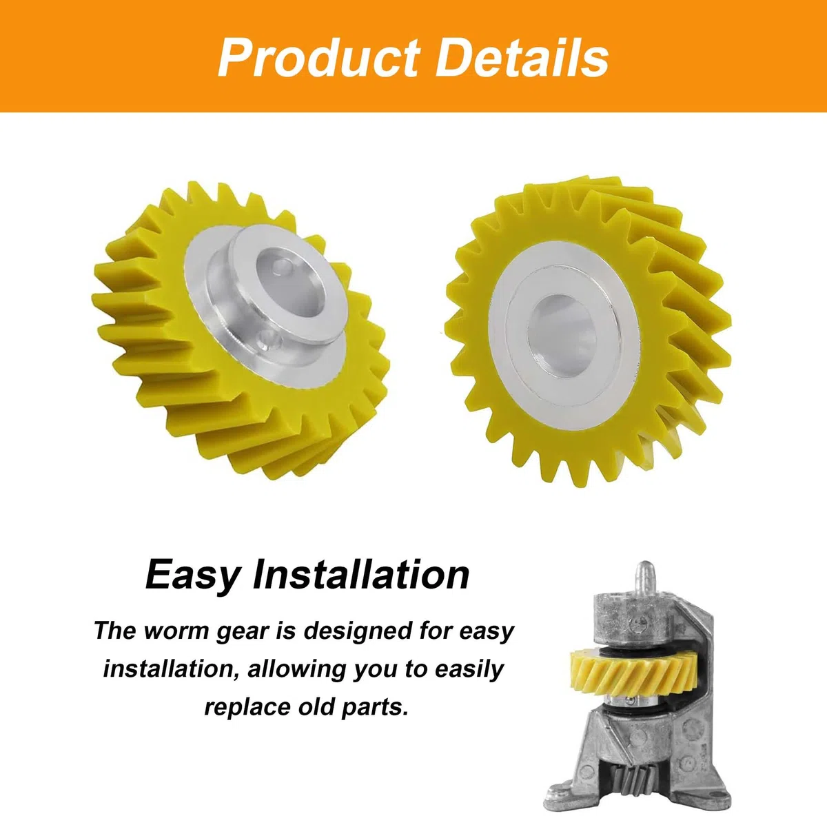 Worm Gear ricambio per robot da cucina per Kitchenaid Ricambio vite senza fine per W10112253 Worm Gear Ingranaggio per KitchenAid robot da cucina Accessori per la cucina Giallo