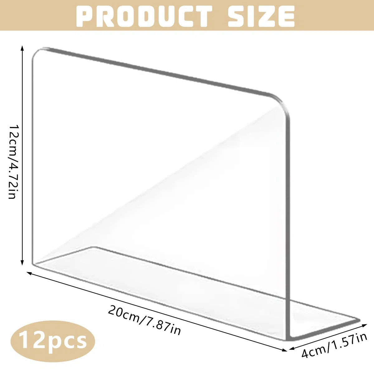 12 Pezzi Divisori Armadio, Divisori per Armadio, 20 x 12 cm Divisori per Guardaroba Ripiani per Camera da Letto, Cucina, Guardaroba (Trasparente)