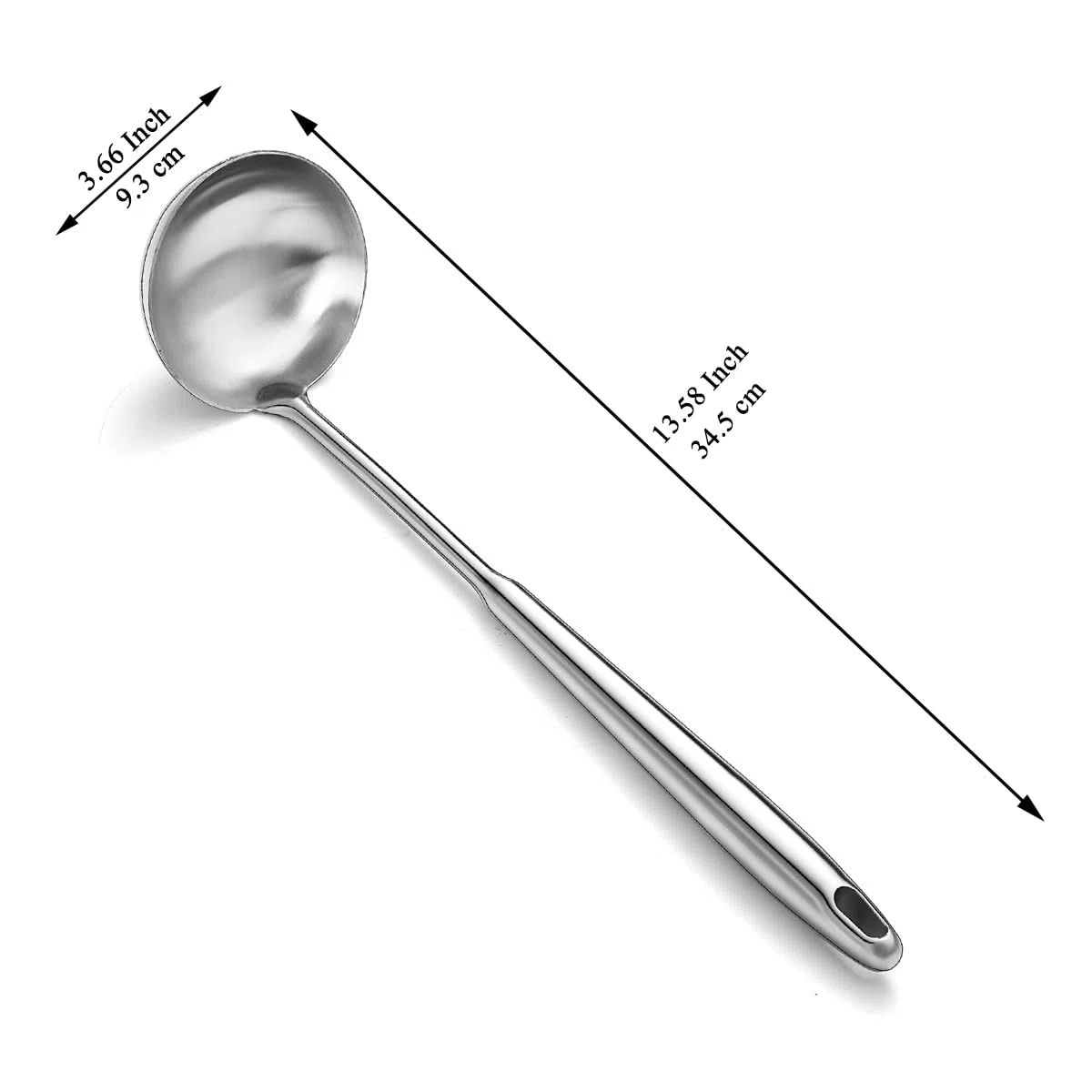 Mestolo da zuppa in acciaio inox, extra profondo e a grande capacità, manico lungo e comodo, lavabile in lavastoviglie – Ideale per zuppe, brodi, stufati e salse