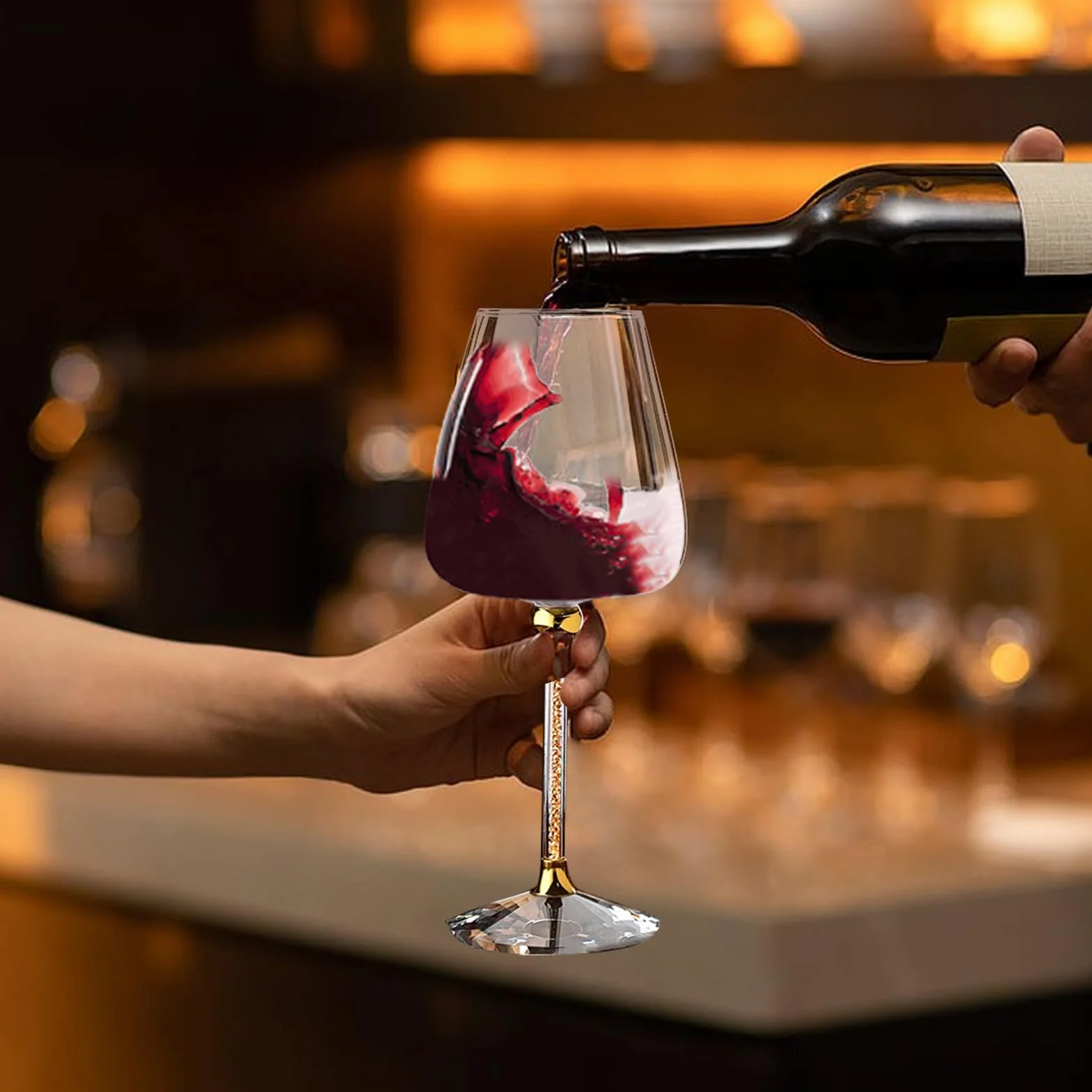 Calice Da Vino Rotante, Calici Da Vino E Bianco Rotanti A Stelo Lungo, Calici Rotanti Creativi Per Vino, Whisky, Champagne E Cocktail