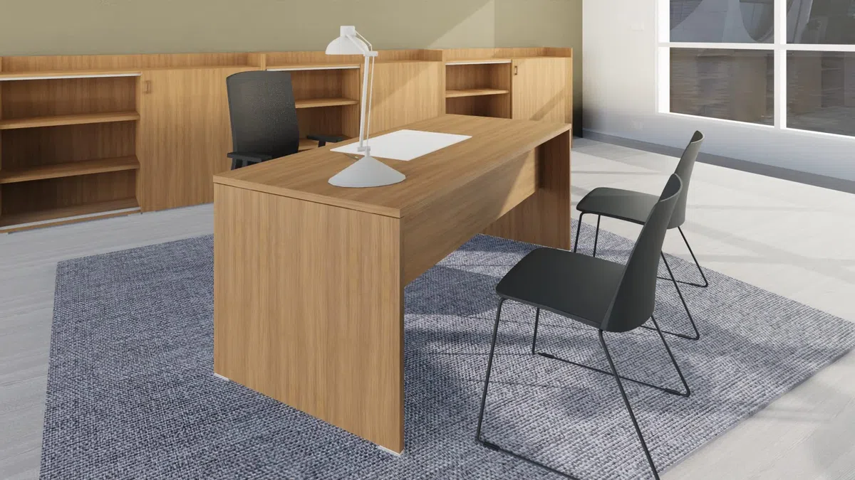 FBasic Scrivania Operativa in legno - Colore Bianco - 140x80x74