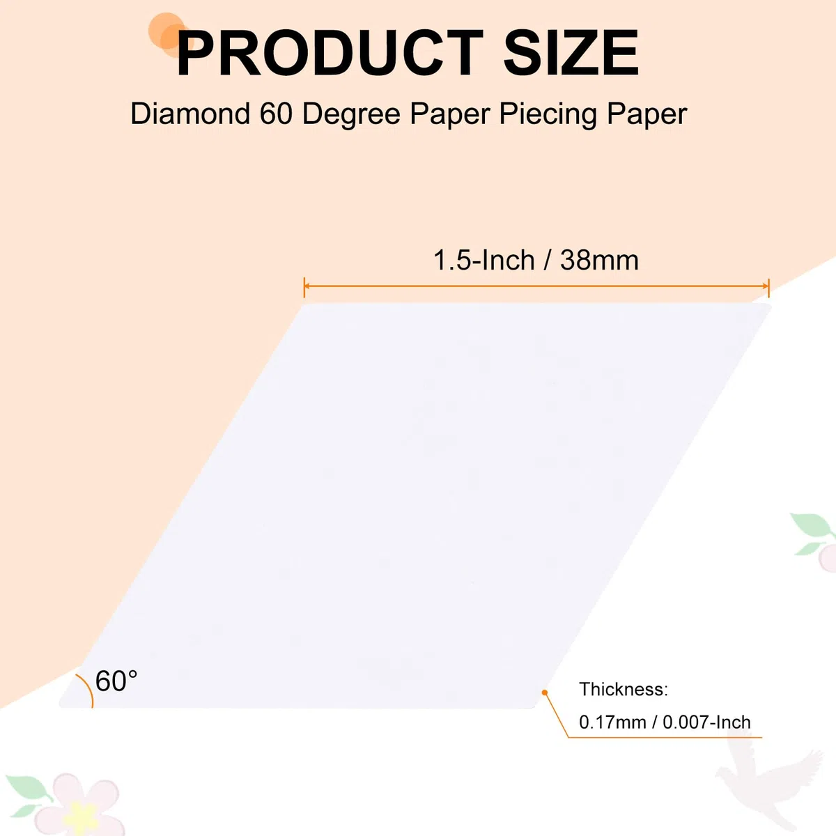 QUARKZMAN 300 Conteggio Carta Diamante Per Quilting, Modello 1.5 Pollici 60 Gradi Rombo Per English Paper Piecing, Fondazione Carta Pz Forniture Per Cucire DIY Craft