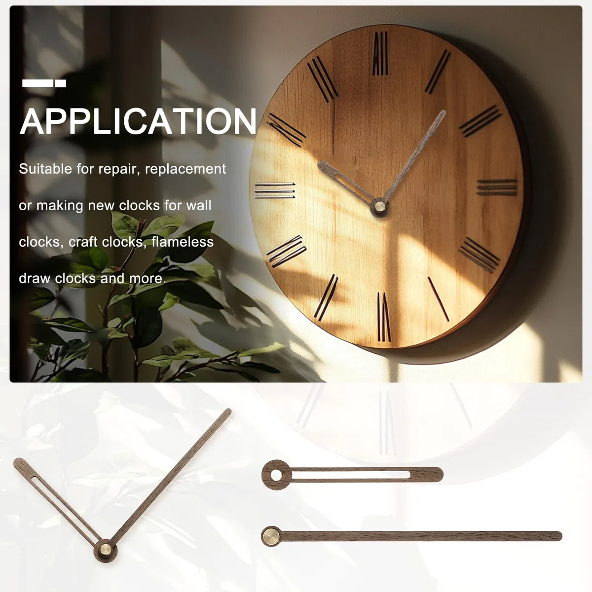 QUARKZMAN 5 Set Lancette per Orologio in Legno, Lancette per Orologio in Legno di Noce Kit Parti di Ricambio Adatte per Orologio da Parete 14 Pollici, 5.12 Pollici