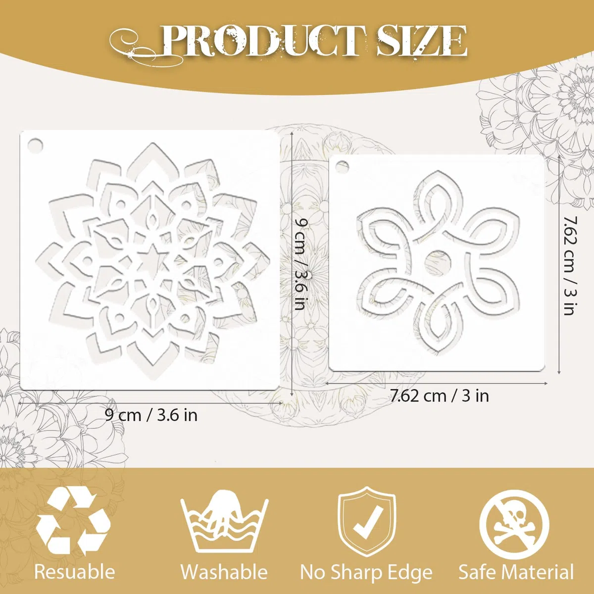56 Pezzi Stencil Mandala per Pittura, Art Modello Piccoli da Muro da Pitturare, Geometrici Stencils Diseños Riutilizzabile per Mobili Legno Tessuti Decor, 9cm e 7,6cm