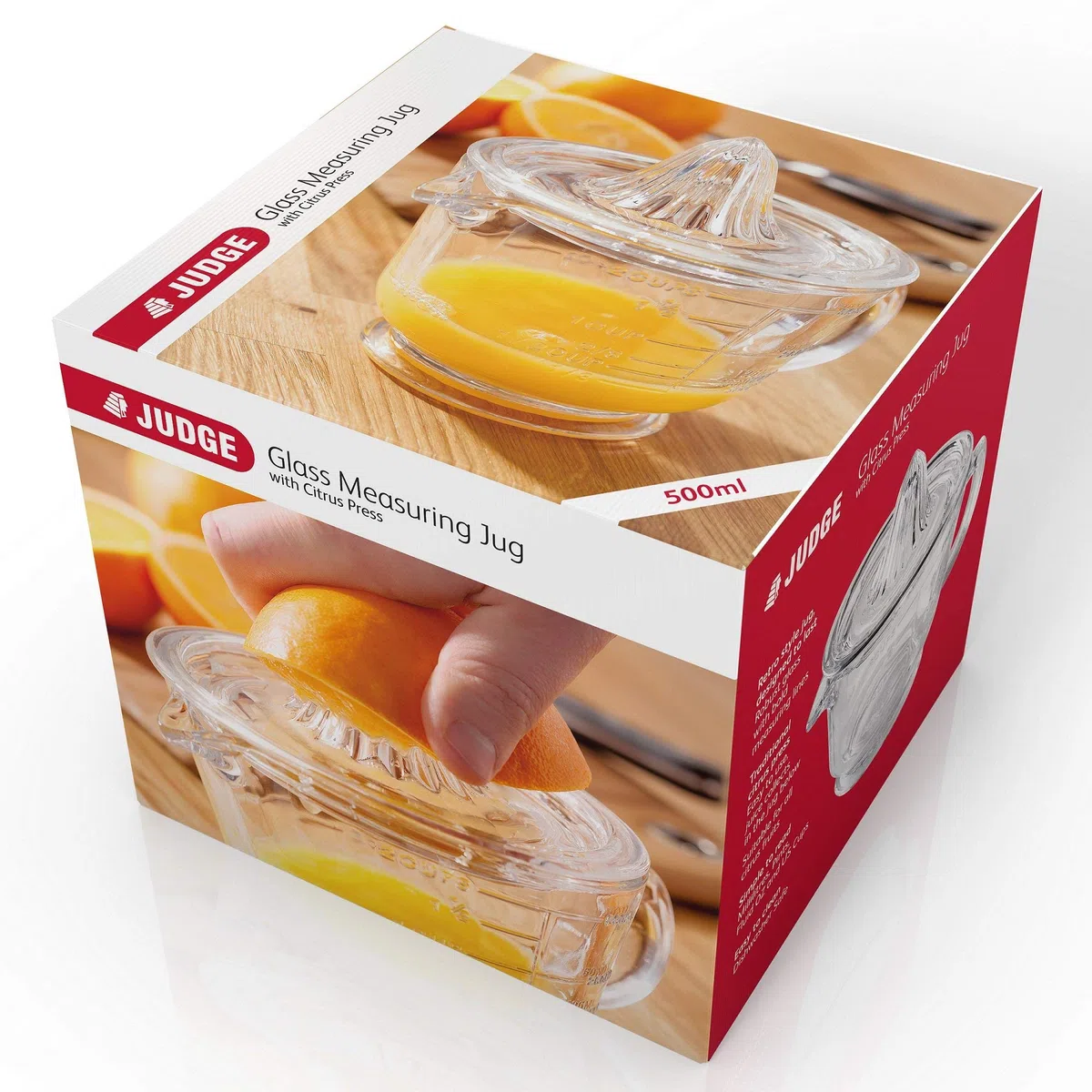 Judge Cucina, caraffa graduata in vetro e spremiagrumi