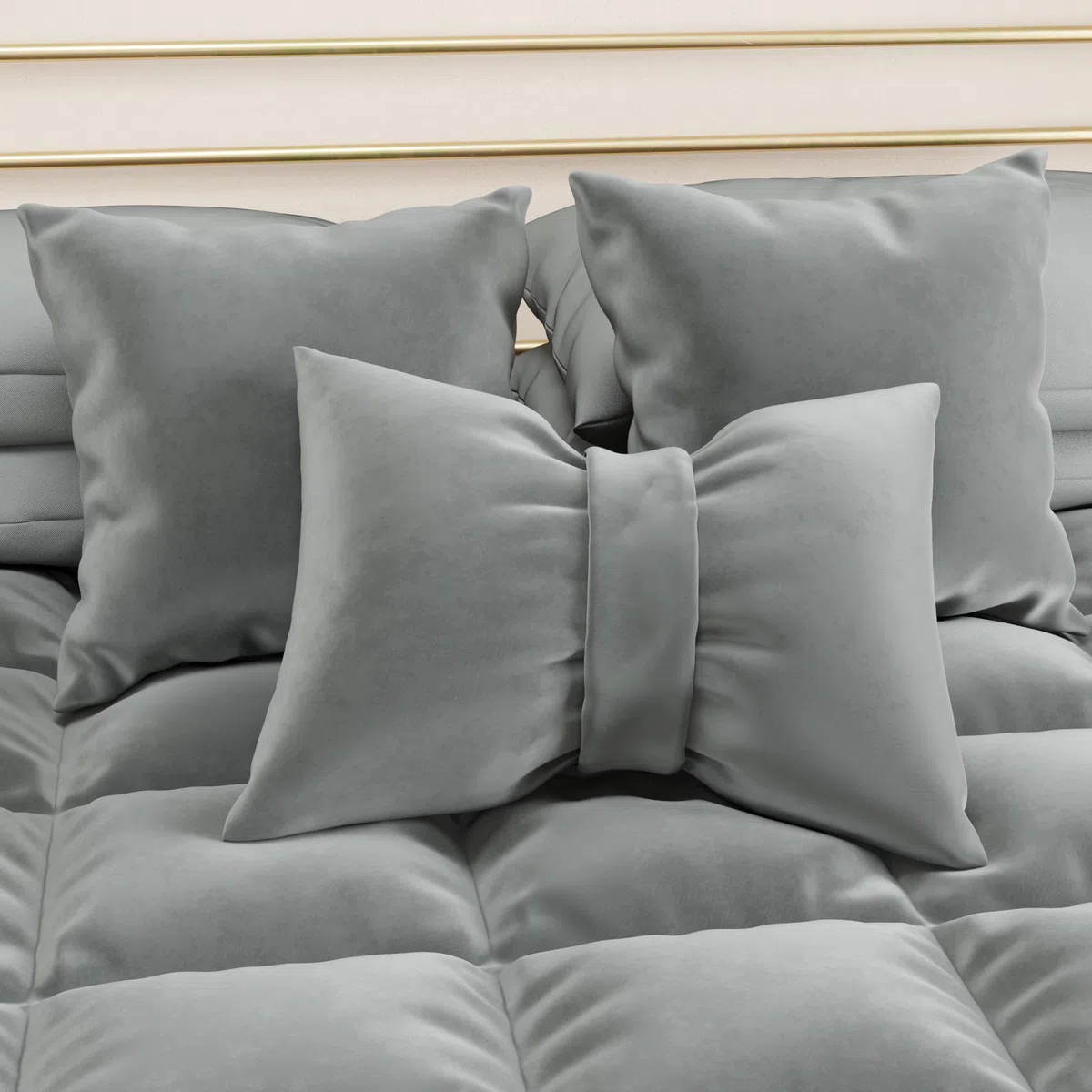PETTI Artigiani Italiani - Cuscini Arredo in Velluto, Cuscino per Camera da Letto, Divano Salotto, Federa Cuscino, Grigio Scuro 2 Pezzi - 80x40 cm