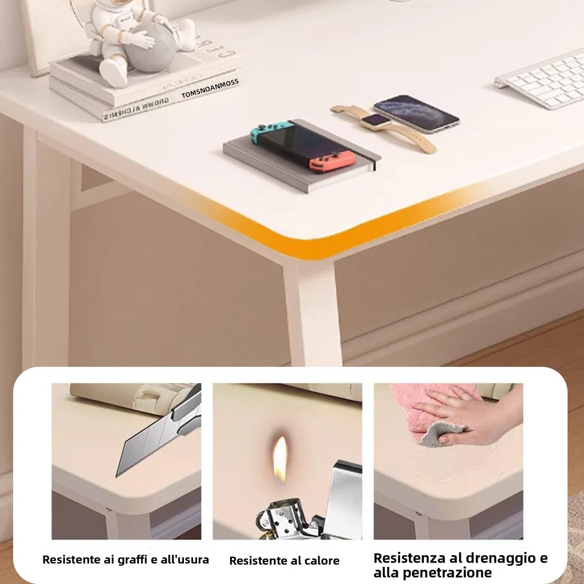 Scrivania Moderna per Computer Stile Semplice, Tavolo da Studio, Scrivania, Tavolo PC per Ufficio Casa, Camera da Letto (Bianco, 120x60cm)