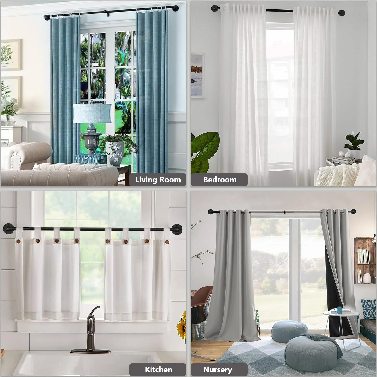 Bastone per Tende Industriale, Bastoni per Tende Estensibili，Bastone Tenda possono essere Installate su Soffitti o Pareti，Dimensioni Regolabili 122-218cm.