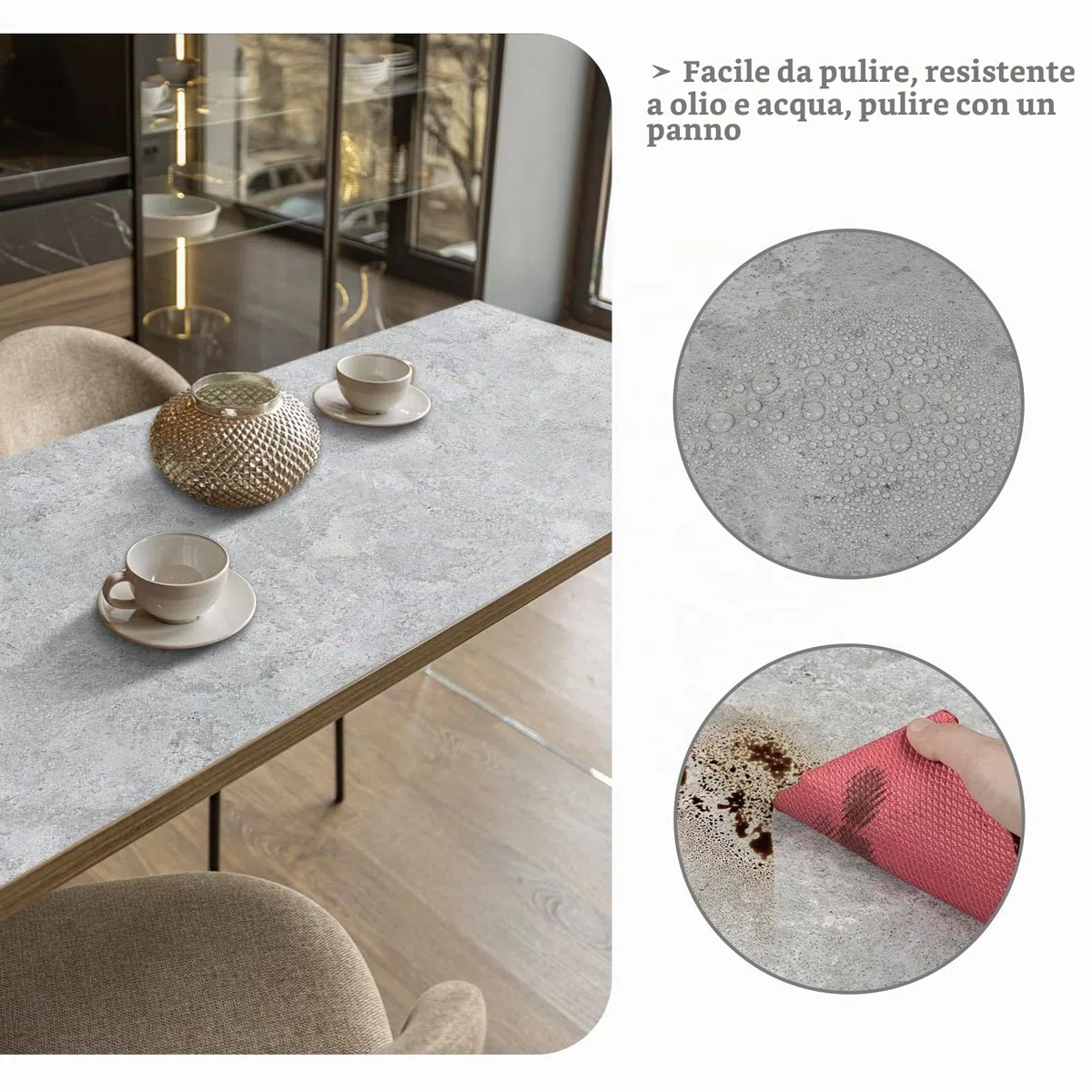 Abyssaly Carta Adesiva per Mobili Grigio, Pellicole Adesive per Mobili Cemento, Carta da Parati Adesiva Muro Rivestimento Cucina Armadio Porta Tavolo Bagno PVC 40cm X 300cm