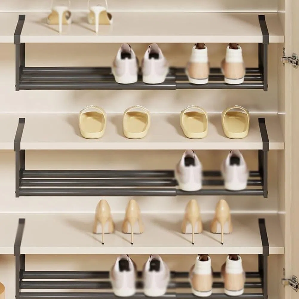Slimdescent Cabinet Telescopic Shelf Shoes Rack, Retractable Expandable Shoe Rack Organizer for Closet, Upright Tall Skinny Slim Vertical Shoes Racks, Storage Narrow Standing Entryway(A#2PCS)