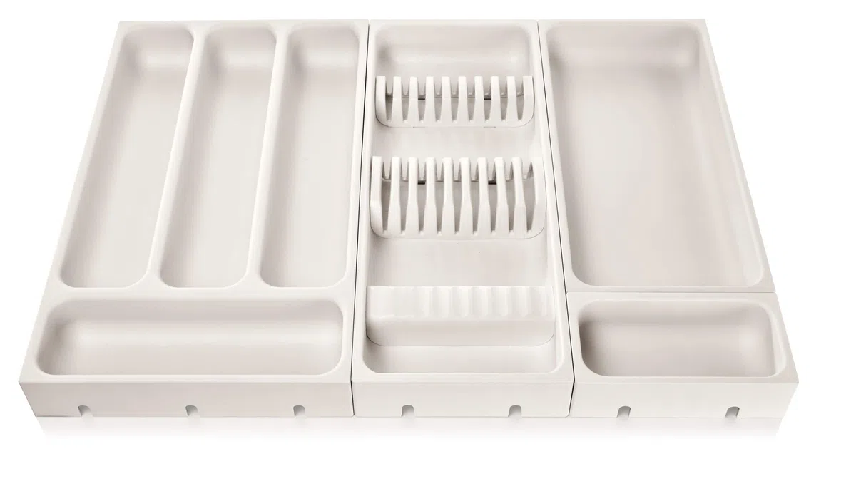 Tescoma 899430 FlexiSpace Porta Utensili da Cassetto, Plastica, Bianco, 37 x 22 X 4,5 cm