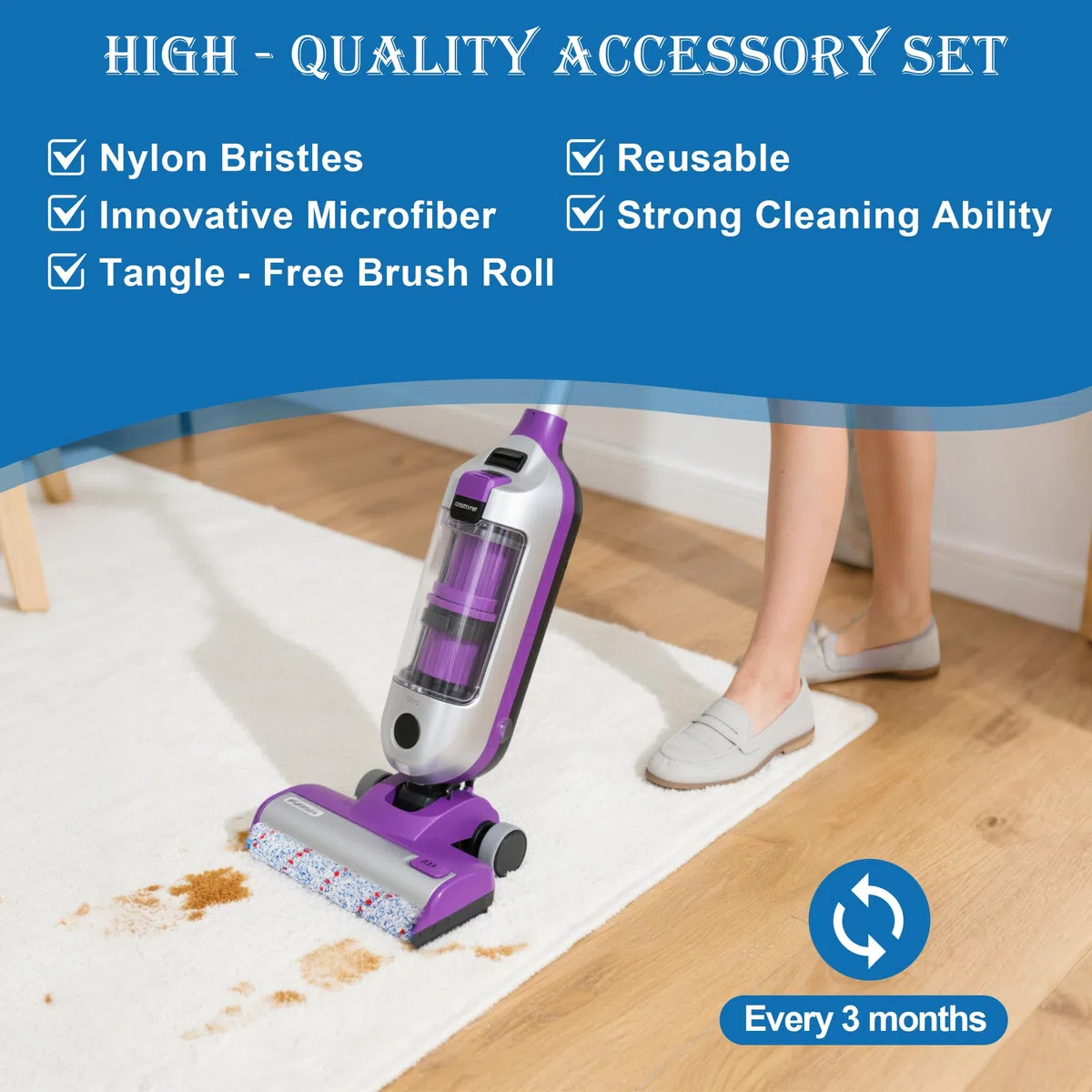 Fictezlove Accessori per Bissell Crosswave 3 in 1,3 Spazzole a Rullo e 3 Filtri di Ricambio e 1 Spazzola per Aspirapolvere Bissell CrossWave 17132 2225N 1785 1866F 1868F 2303 2306A 2306 Series