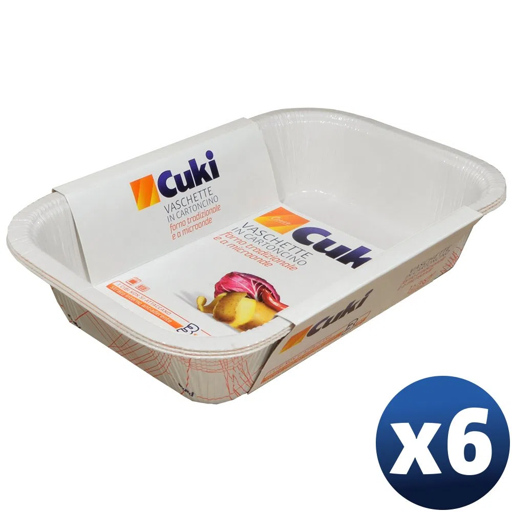 Cuki Vaschette in cartoncino forno tradizionale e a microonde - 2/3 porz - rettangolari [RC63] - 18 vaschette (Multipack)