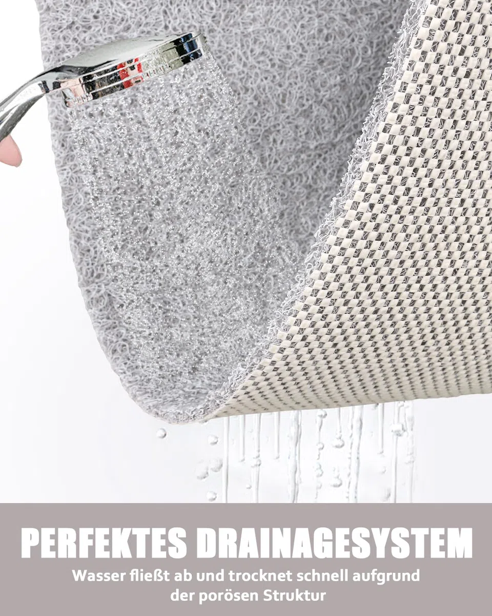 Tappetino da doccia antiscivolo, 80 x 100 cm, extra grande, di sicurezza, con fori di scarico, morbido e confortevole, in PVC, per massaggiare la doccia, ad asciugatura rapida