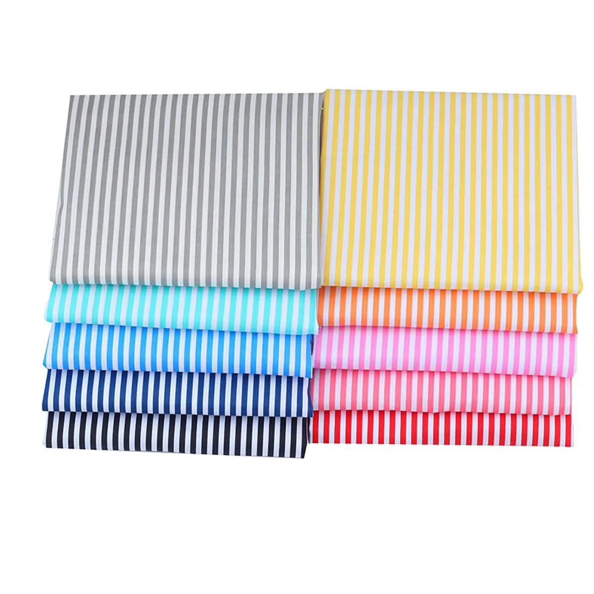 CraftsFabrics 10 Pezzi (40,6 x 50,8 cm) Fat Quarter a Strisce Colorate Tessuto 100% Cotone Per Quilting, Cucito, Artigianato, Patchwork