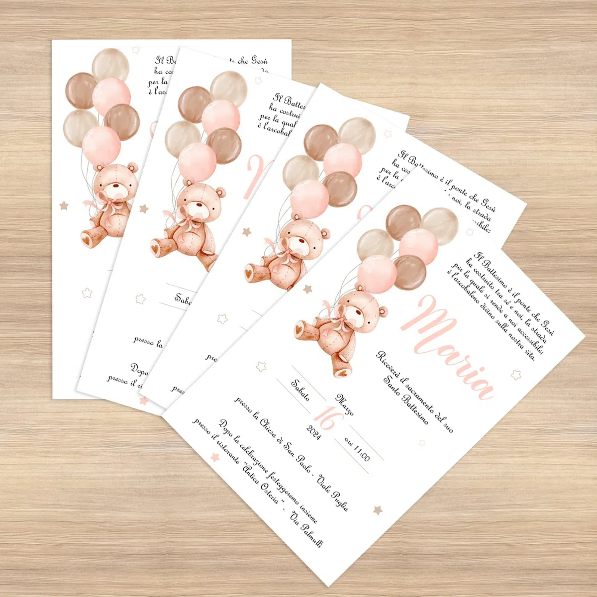 Cormar INVITO BATTESIMO PRIMO COMPLEANNO BIMBA PERSONALIZZATO 30 PEZZI