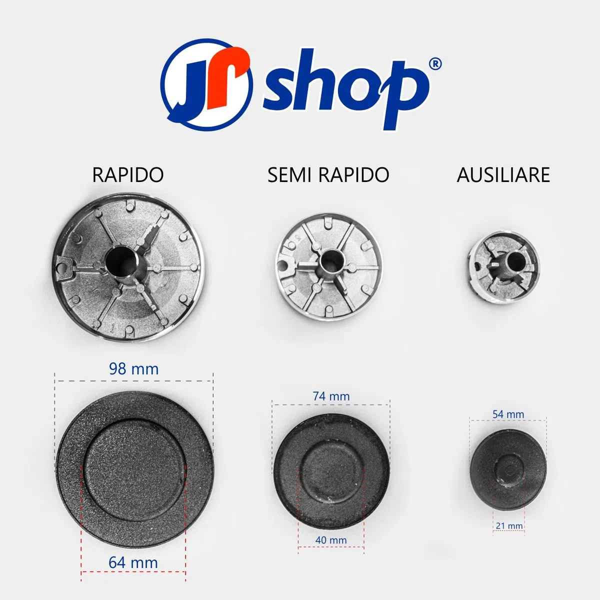 Kit 4 Bruciatori con Piattelli Spartifiamma per Piano Cottura Cucina compatibile con Ariston - Nardi