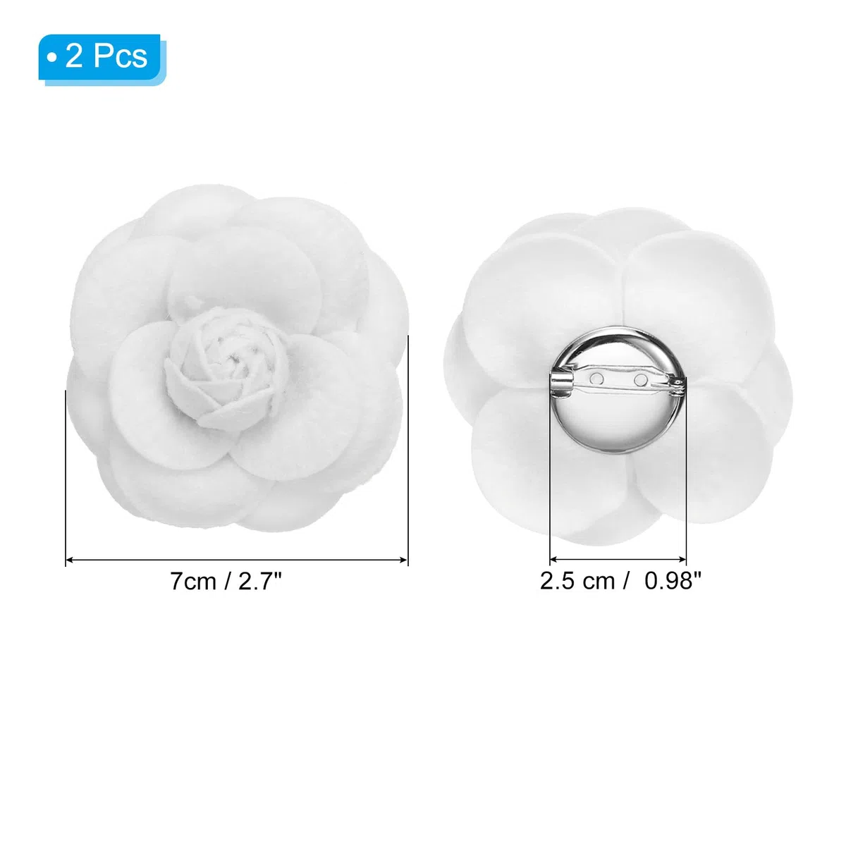 PATIKIL Spilla Fiore, 2pz Spilla in Tessuto Camelia a Fiori Artificiali Spille per Capello Elegante Donne Abiti Accessori Decorativi per Feste Matrimonio Gioielli Regalo, Bianco