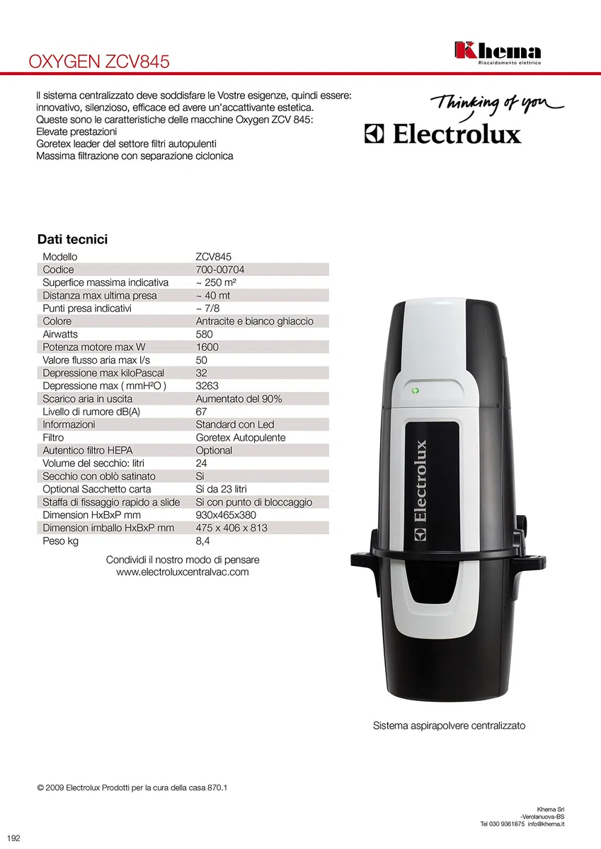 Electrolux ZCV845 + OXIWHT10KIT KIT ACCESSORI 12M