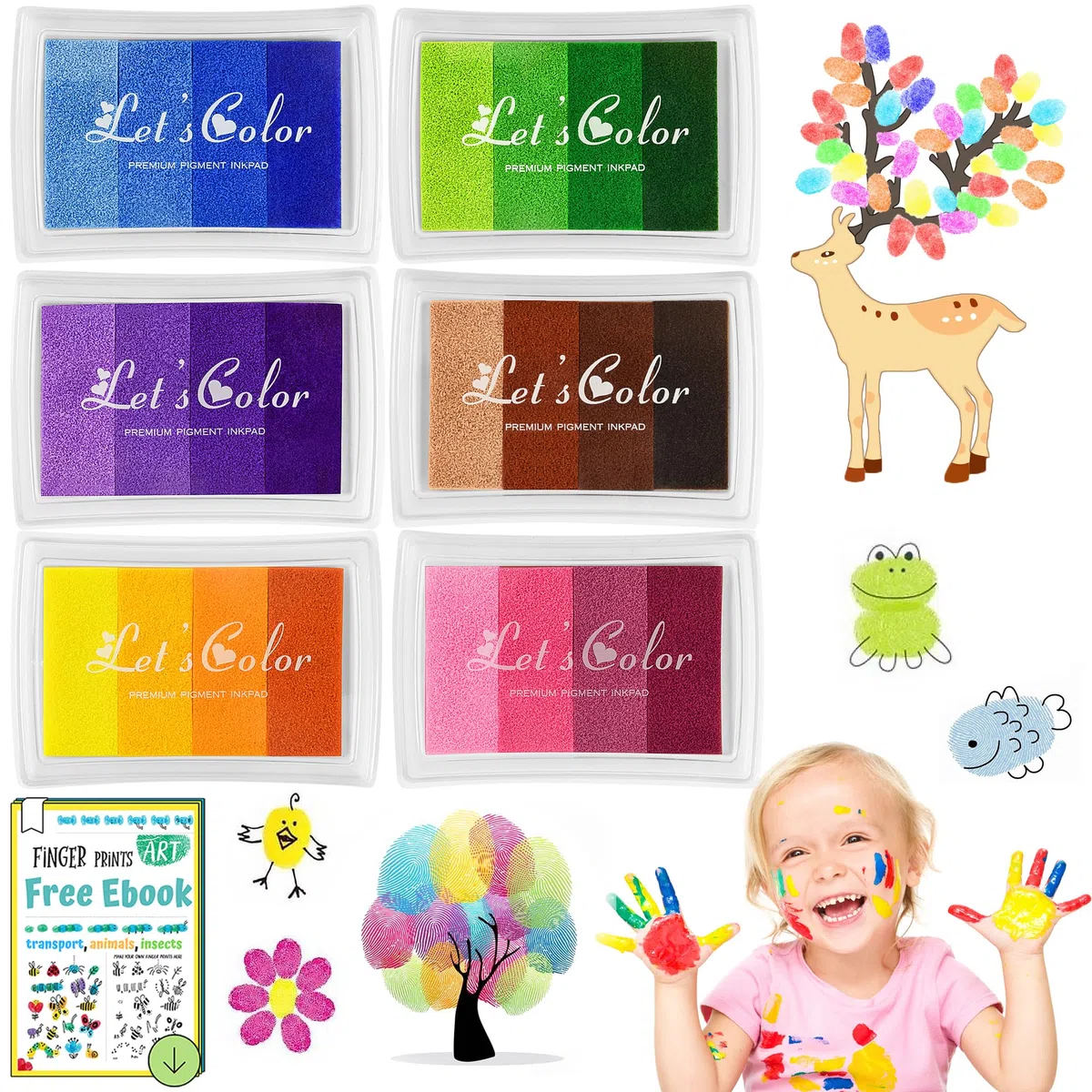 DazSpirit 6 colori Tamponi di Inchiostro, Tampone Inchiostro Arcobaleno Atossico, Timbri Impronte per Timbrare Biglietti, Artigianali per Immaginazione, Scrapbooking, Creazione, Arte e Artigianato