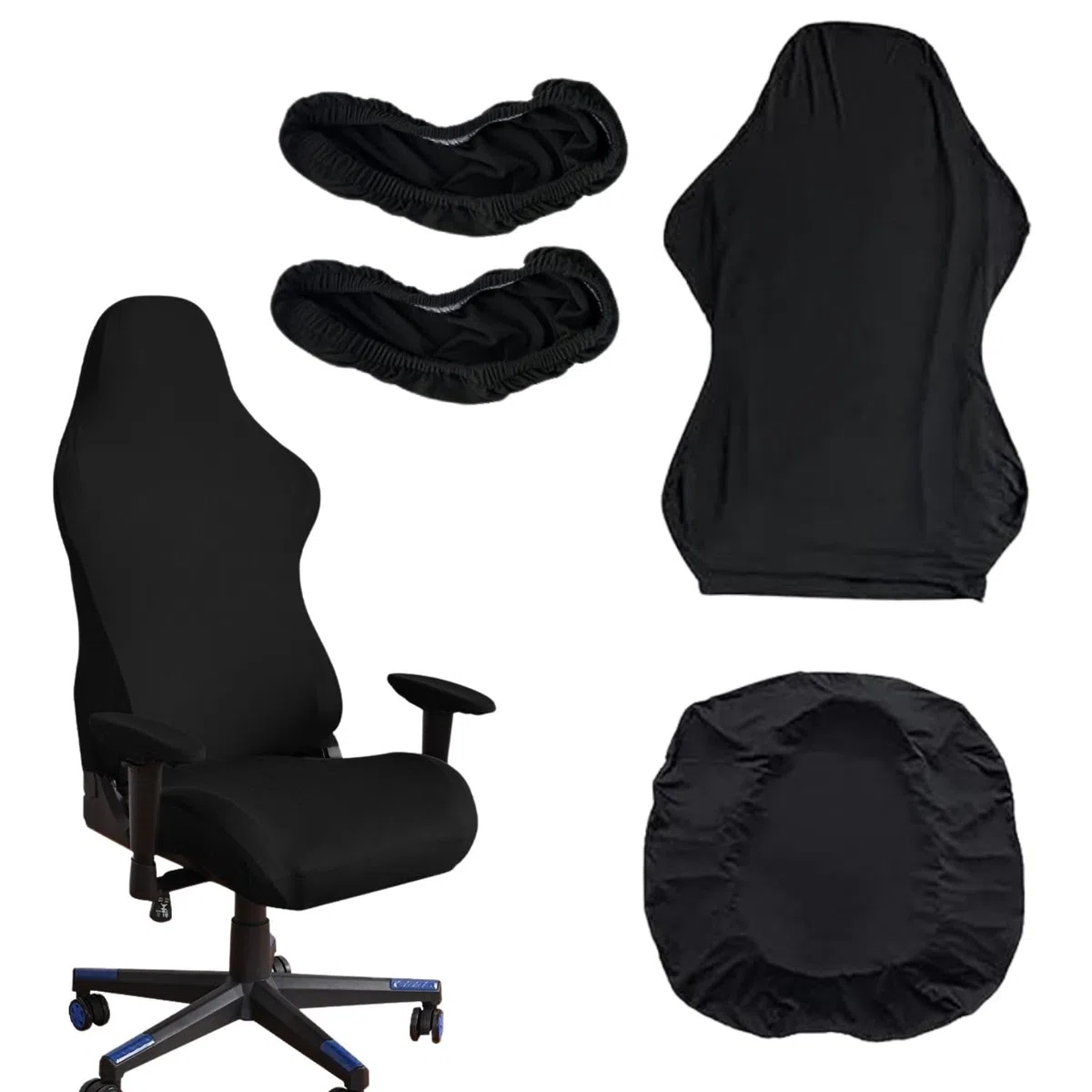 Set di 4 fodere elastiche lavabili per sedia da gaming per sedia da gioco, sedia girevole, schienale e braccioli