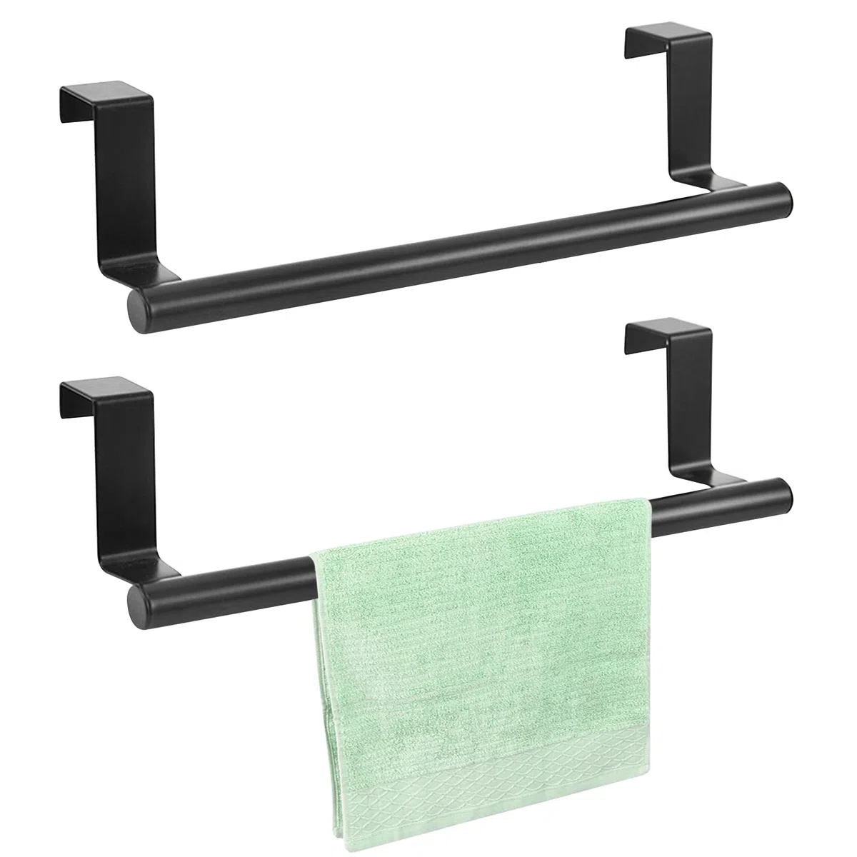 2 Pezzi 36cm Porta Strofinacci Cucina Senza Forare Sopra Porta Asciugamani da Appendere Appendi Strofinacci in Acciaio Inossidabile Portasciugamani per Cucina Bagno Porte (Nero)