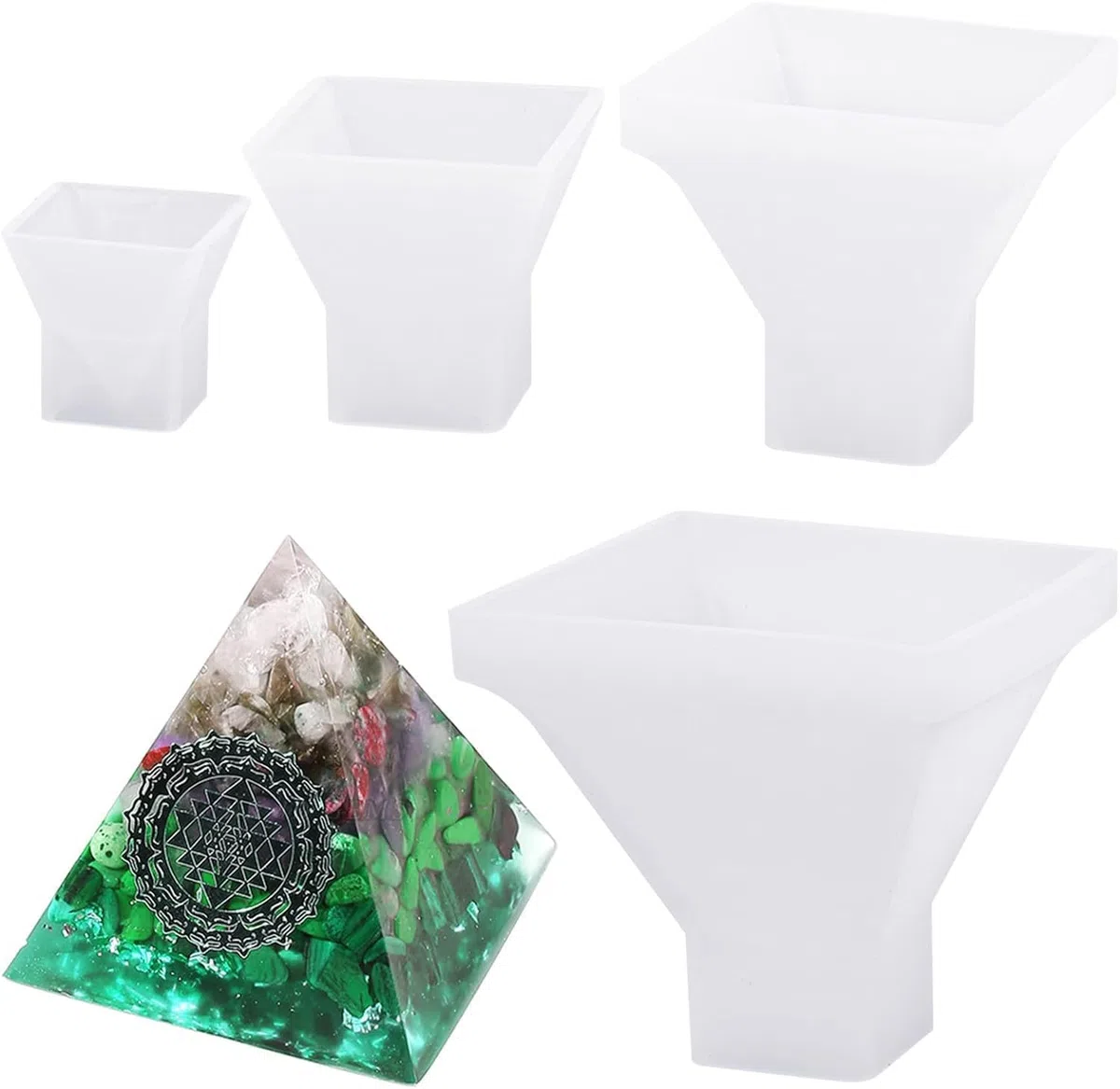 4 Pezzi Stampo in Silicone a Forma di Piramide, Stampo in Silicone per Resina a Forma di Piramide per Gioielli, Super Forma a Piramide per Artigianato in Resina, Gioielli in Silicone per