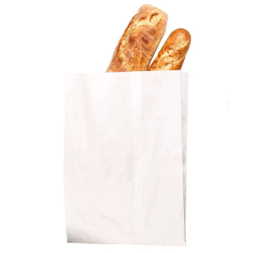 IMBALLAGGI 2000-200 Sacchetti Bianchi in Carta Kraft per Alimenti - 14x28 cm - Ideali per confezionare Pane e Generi Alimentari - Confezione da 200 buste di carta