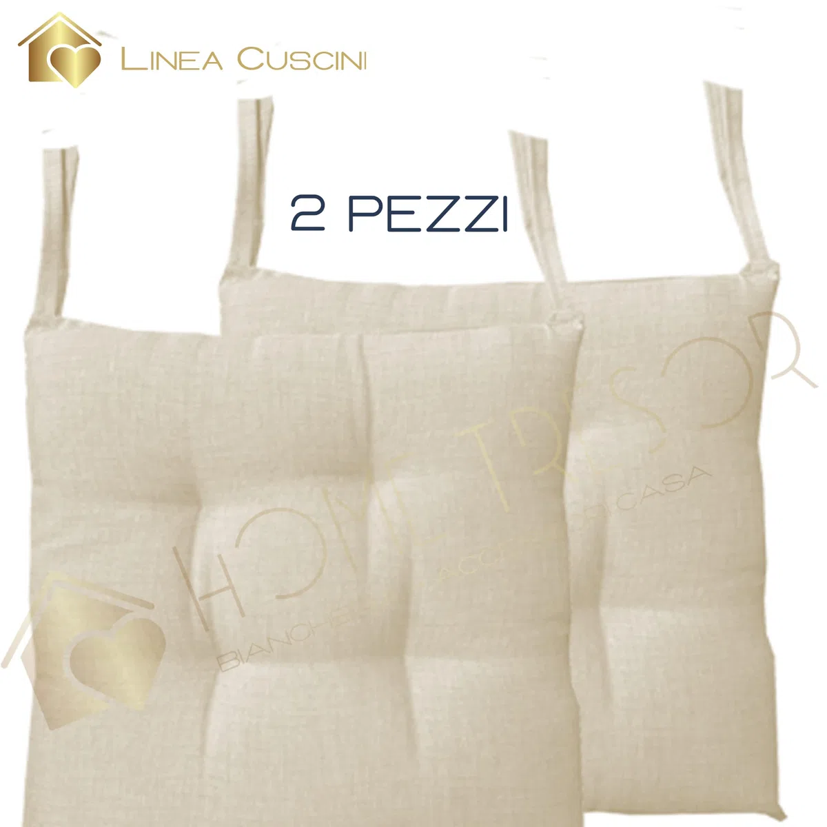 Home Tresor - Coprisedie Cuscini Sedie Cucina Set da 2 | Cuscini Sedia da Giardino, Sala Pranzo 2 Pezzi per Interni ed Esterni Morbida Imbottitura Confortevole 6 Cm. (Panna)