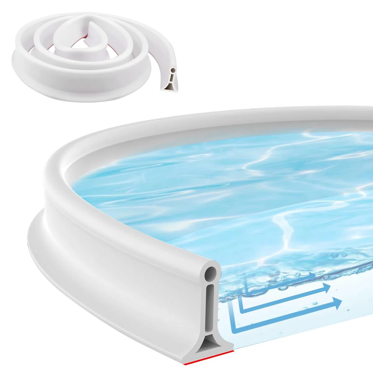 Barriera Doccia Ferma Acqua 2M - Autoadesiva Guarnizione Doccia Sottoporta, Guarnizione Impermeabile Antimuffa per Bagno, Gomma Guarnizioni Box Doccia per Angoli Lavabo Vasca, Bianco