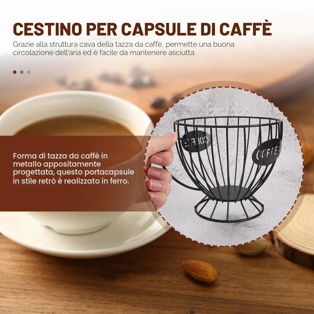 Contenitore per Capsule da Caffè, Organizer e Supporto, Accessori (Nero)